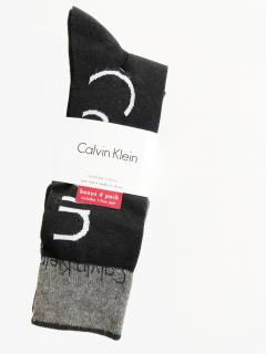 Calvin Klein Calvin Klein Crew High Contrast pohodlné vysoké ponožky s nápisem CK 4 páry - UNI / Černá / Calvin Klein