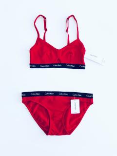Calvin Klein Calvin Klein Crew Royal Red stylová podprsenka Bralette a kalhotky Bikini set 2 ks - XS / Červená / Calvin Klein