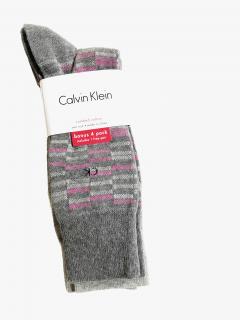 Calvin Klein Calvin Klein High Crew Contrast stylové vysoké ponožky s logem a motivem 4 páry - UNI / Tmavě šedá / Calvin Klein