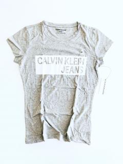 Calvin Klein Calvin Klein Jeans Crew Logo Grey stylové šedé triko s motivem CKJ - M / Šedá / Calvin Klein