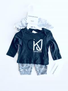 Calvin Klein Calvin Klein Jeans Logo chlapecké triko, bodyčko a tepláky souprava 3 ks - Dítě 3-6 měsíců / Šedá / Calvin Klein / Chlapecké