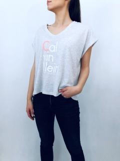 Calvin Klein Calvin Klein Performance DRY Grey stylový sportovní crop top s nápisem - M / Šedá / Calvin Klein
