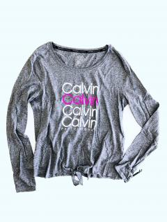 Calvin Klein Calvin Klein Performance Logo ll Grey pohodlné sportovní triko s nápisy - S / Tmavě šedá / Calvin Klein