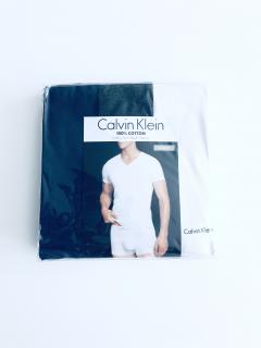 Calvin Klein Calvin Klein V-Neck stylová bavlněná trika Slim Fit s mini nápisem 3 ks - L / Vícebarevná / Calvin Klein