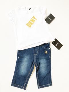 DKNY DKNY Icon dívčí triko krátký rukáv a jeans souprava 2ks - Dítě 18 měsíců / Bílá / DKNY / Dívčí