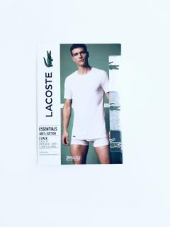 Lacoste Lacoste Essentials Cotton White stylová bavlněná trika Classic Fit mini logo 3 ks - L / Vícebarevná / Lacoste
