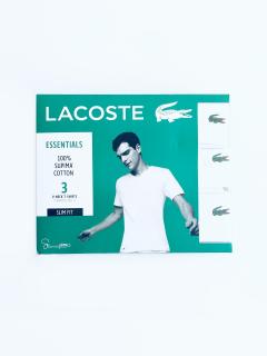 Lacoste Lacoste V-Neck Supima White stylová bavlněná trika Slim Fit mini logo 3 ks - L / Bílá / Lacoste