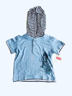 Levi's Levi's Stripe Blue stylové bavlněné chlapecké triko krátký rukáv s kapucí - Dítě 1-2 roky / Modrá / Levi's / Chlapecké