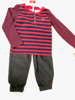 Levi's Levis Stripe chlapecké triko dlouhý rukáv a pláťáky souprava 2ks - Dítě 2 roky / Červená / Levi's / Chlapecké