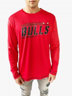 NBA NBA Bulls Red sportovní pohodlné triko s dlouhým rukávem a nápisem - XL / Červená / NBA