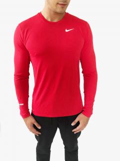 Nike Nike DRI-FIT Red sportovní červené triko s dlouhým rukávem a logem - M / Červená / Nike