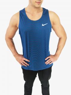 Nike Nike Sport DRI-FIT sportovní funkční proužkované tílko s logem - L / Modrá / Nike