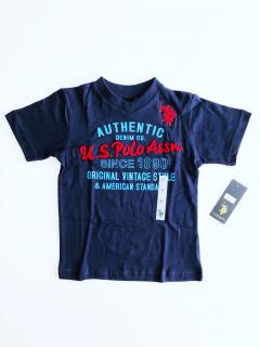 U.S. Polo ASSN. U.S. Polo Assn. Blue stylové chlapecké triko s nápisy - Dítě 3 roky / Tmavě modrá / U.S. Polo Assn / Chlapecké