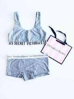 Victoria's Secret Victoria's Secret Grey sportovní podprsenka Bralette a kalhotky Shortie set 2 ks - S / Šedá / Victoria's Secret