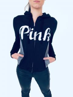 Victoria's Secret Victoria's Secret PINK Crew Logo Black stylová černá mikina s kapucí s nápisem Pink - XS / Černá / Victoria's Secret