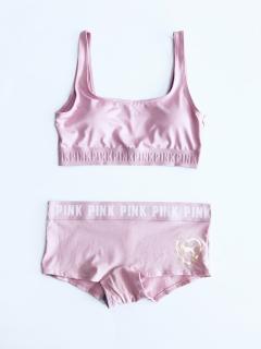 Victoria's Secret Victoria's Secret PINK Ultimate Rosegold stylová sportovní podprsenka a kalhotky Boyshort set 2 ks - S / Rosegold / Victoria's Secret