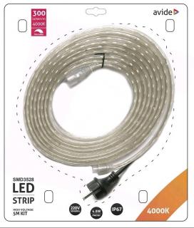 LED pásek 220V 5m 4,8W s napáječem, IP67 - Set