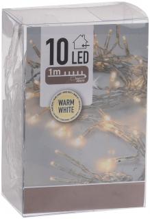 LED vánoční dekorační řetěz 1m na baterky - teplá bílá