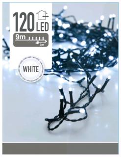 LED vánoční dekorační řetěz 9m 120led IP44 - Studená bílá