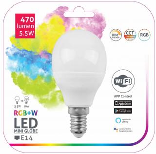 WIFI LED Žárovka RGB+W E14 mini 5,5W