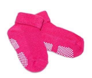 Kojenecké ponožky protiskluzové - tmavě růžové Velikost: 0-12m