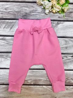 Rostoucí baggy kalhoty - růžová pastel, mašle Velikost baggy/rostoucí kalhoty: 74-80