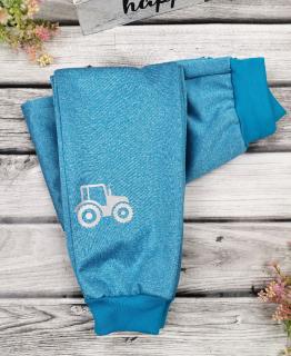 Softshellové kalhoty modrý melír - Traktor Velikost: 104, Barva lemu: modrý