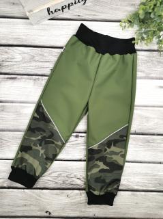 Softshellové kalhoty, zelené khaki Velikost: 92