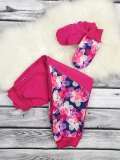 Zimní softshellové kalhoty - růžové, Colorful Flower Velikost: 104