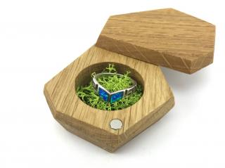 Wook | dřevěná krabička na snubní prsten HEX - dub text: bez textu