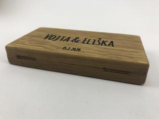 Wook | dřevěná krabička na svatební prstýnky Twin - dub TWI/DUB text: s vypáleným textem