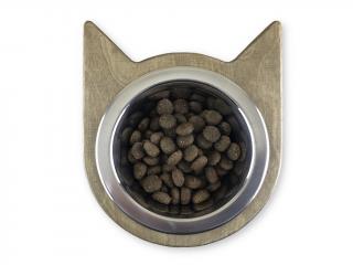 Wook | Miska pro kočky se dřevěným stojanem 200ml - stříbrný dub
