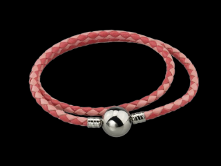 Linda's Jewelry Kožený náramek Dvojitý Růžový Chirurgická ocel INR088 Délka: 17