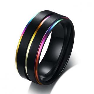 Sam's Artisans Prsten Chromatic Lines chirurgická ocel IPRM005 Velikost: 54