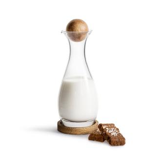 Skleněná mlékovka s dřevěnou kuličkou 0,30 l Nature, Sagaform