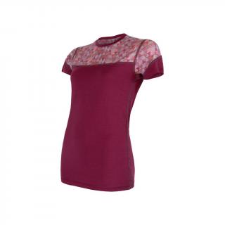 SENSOR dámské tričko MERINO IMPRESS kr. rukáv lilla/pattern Velikost: L