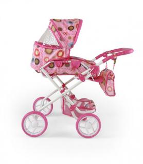 Milly Mally Paulína Kombinovaný kočárek pro panenky  růžovo-hnědý