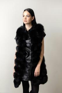 Kožešinová vesta Emma (90cm) Barva kožešiny: Černo-stříbrná | Black frost, Velikost: S