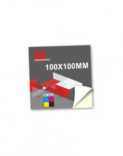 Samolepka 100x100mm, 4/0 plnobarevný jednostranný tisk (formát 100x100mm)