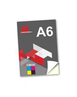 Samolepka formátu A6, 4/0 plnobarevný jednostranný tisk (formát 148mmx105mm)