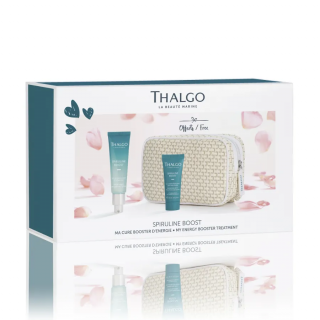 THALGO Beauty set Spiruline Boost pro prevenci prvních vrásek s kosmetickou taštičkou 2 produkty