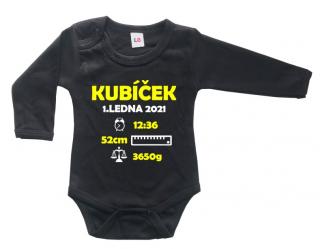 Body dlouhý rukáv černé S ÚDAJI NAROZENÍ
