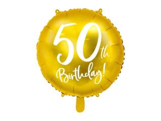 Fóliový balónek "50. narozeniny" ZLATÝ, 45 cm