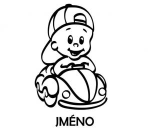 Samolepka na auto - Se jménem dítěte - kluk řidič
