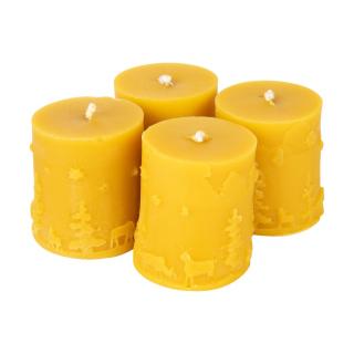 Med od Jirky 4x Svíčka ze včelího vosku - Vánoční svíčka / Adventní svíčky 108 g