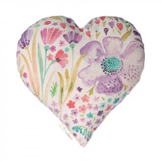 Lavandia - Polštář vonné srdce 30 cm Motiv: Louka na růžové
