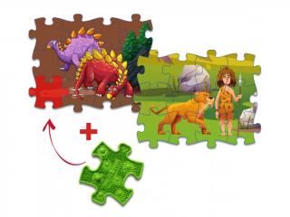 Muffik - Everlasting Puzzle Dinosauři/Pravěk 12 ks Varianta: Stegosaurus/Šavlozubý tygr