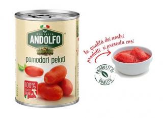 Masseria Andolfo loupaná rajčata od 400 g (Pomodori Pelati - loupaná rajčata v rajčatové šťávě)