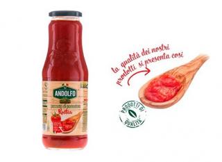 Masseria Andolfo rajčatová passata Rustica 680 g (Passata di pomodoro Rustica - pasírovaná rajčata jemně rozdrcená s mírnou přítomností semen)