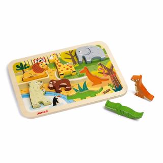 Janod Dřevěné vkládací puzzle pro nejmenší ZOO Chunky (Dřevěné vkládací puzzle ZOO Janod )